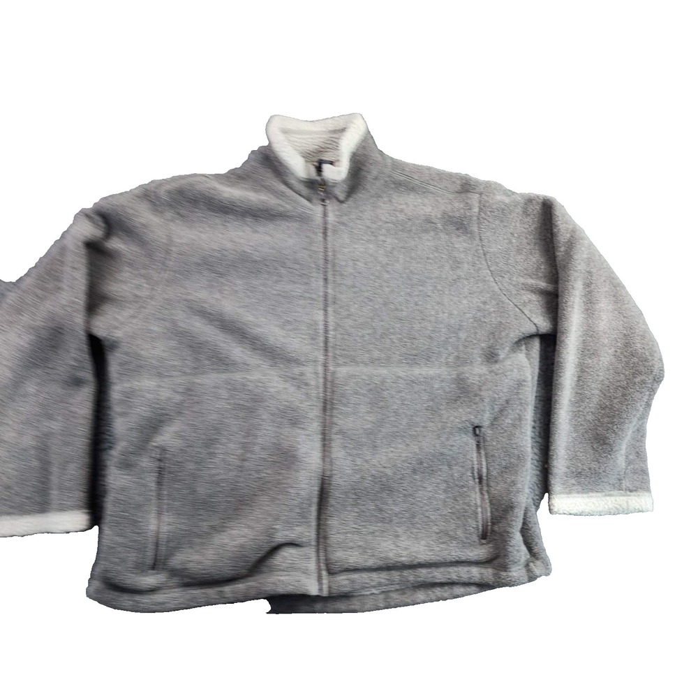 Gap XL Gray Fleece Jacket Full Zip Sherpa Trim Gorpcore Outdoors Cozy Warm Coat
